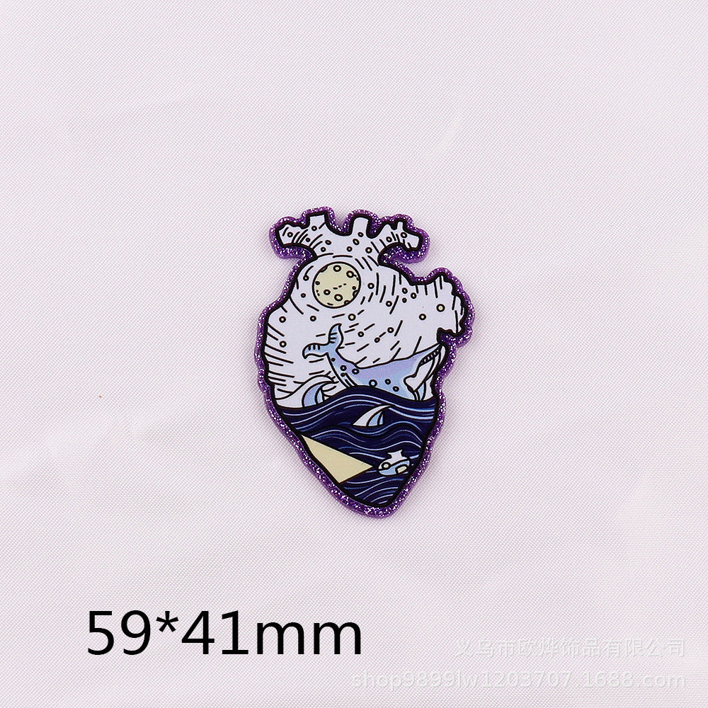 Wholesale 10PCS Heart Medical Sunflower Acrylic DIY Patch